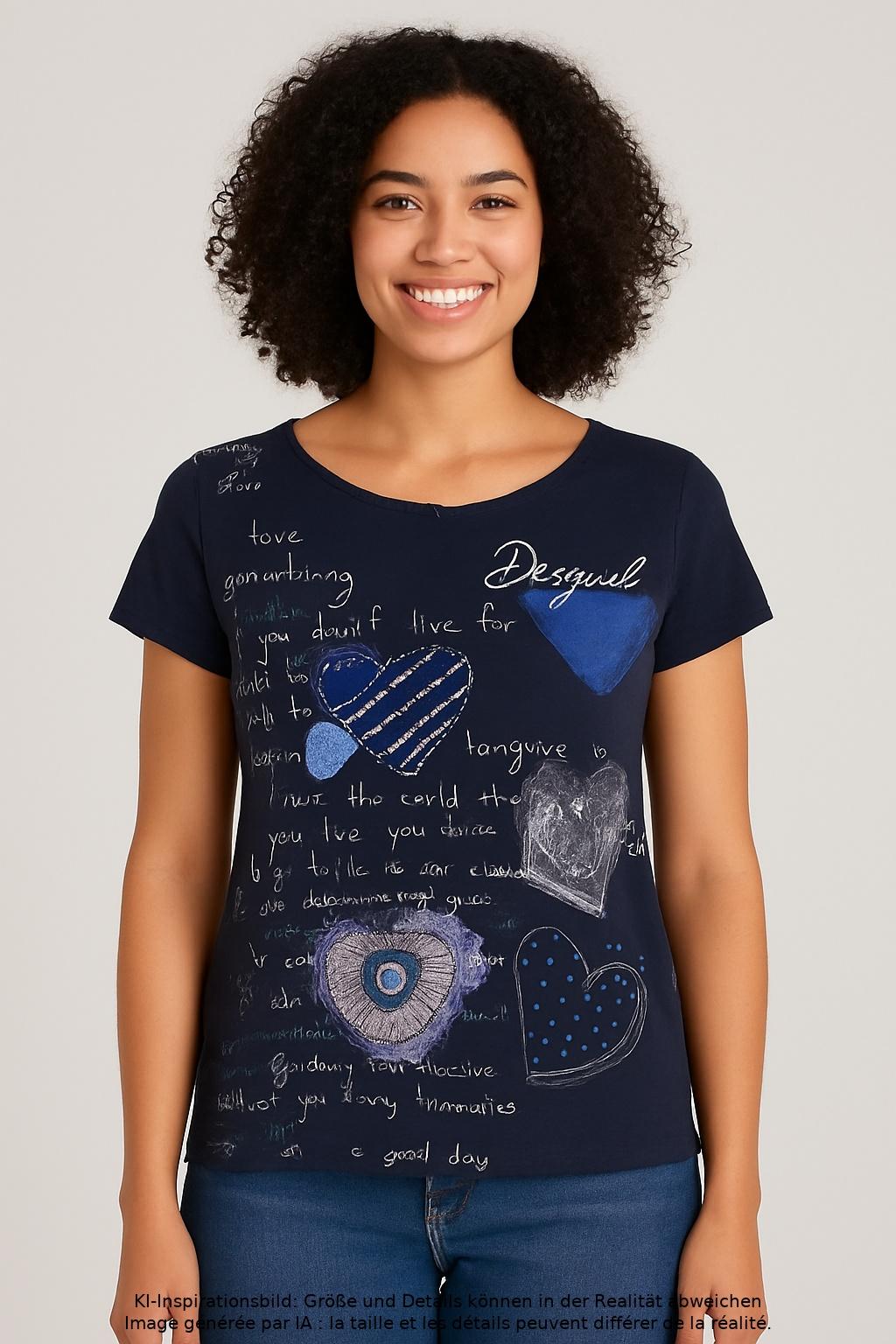 

Desigual Damen T-Shirt, marineblau, Gr. 42