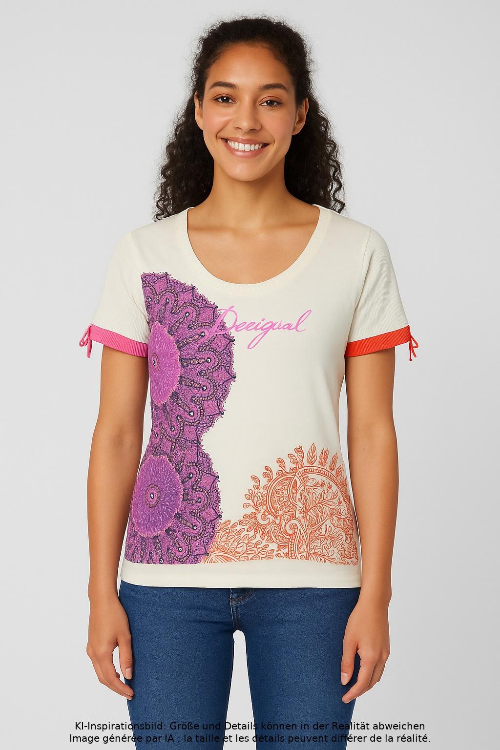 

Desigual Damen T-Shirt, mehrfarbig, Gr. 38