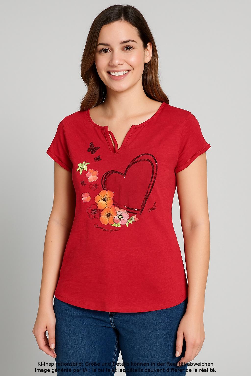 

Desigual Damen T-Shirt, rot, Gr. 44
