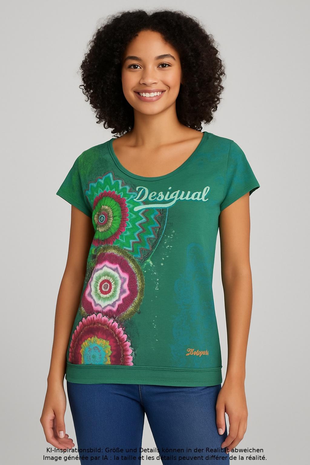 

Desigual Damen T-Shirt, grün, Gr. 42