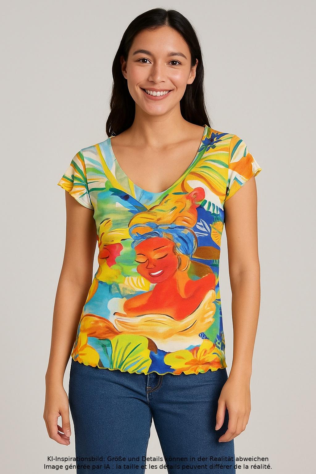 

Desigual Damen T-Shirt, mehrfarbig, Gr. 42