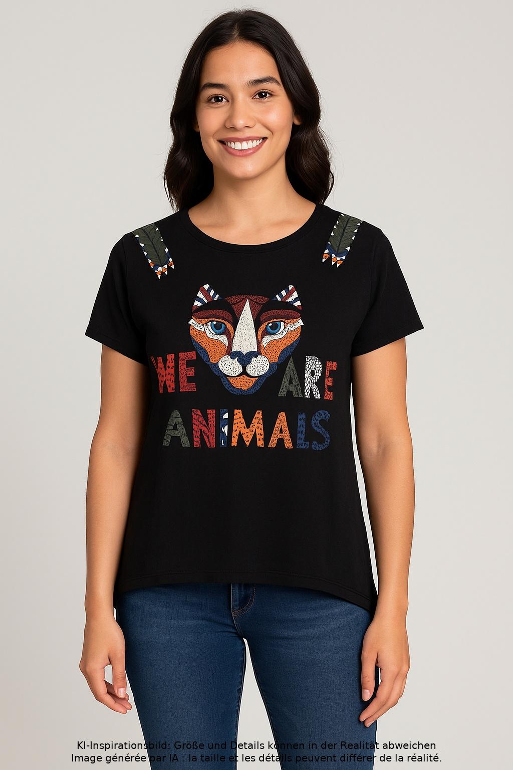 

Desigual Damen T-Shirt, schwarz, Gr. 42