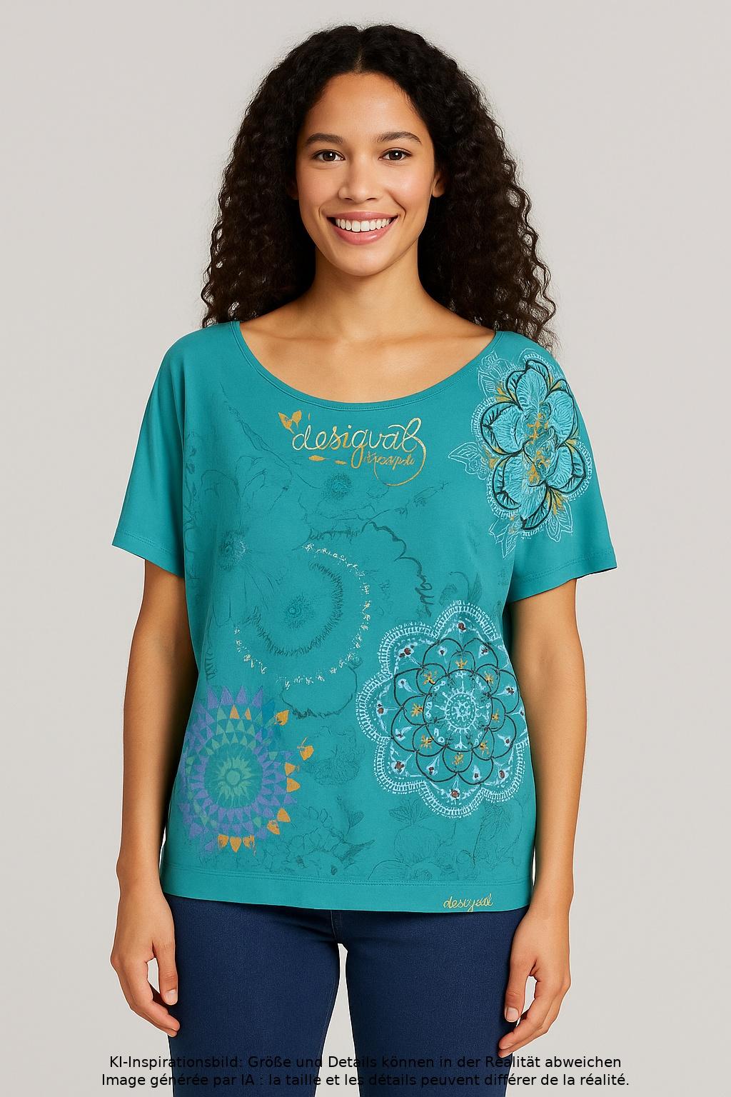 

Desigual Damen T-Shirt, türkis, Gr. 42