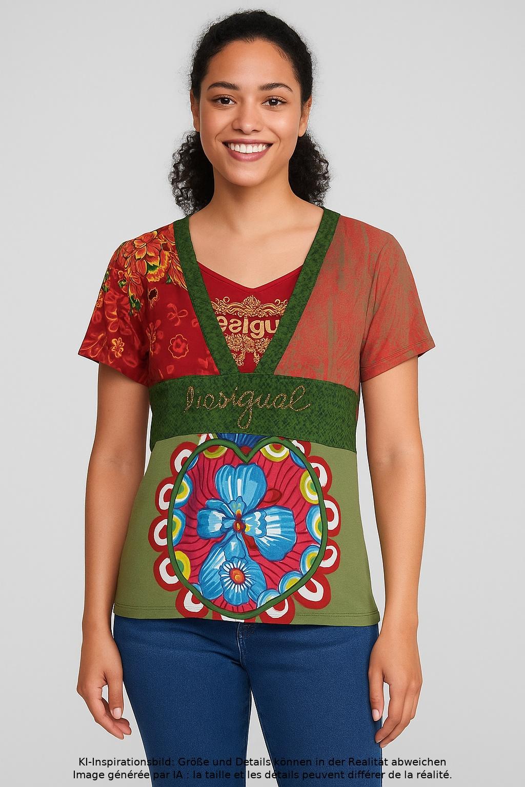 

Desigual Damen T-Shirt, mehrfarbig, Gr. 38