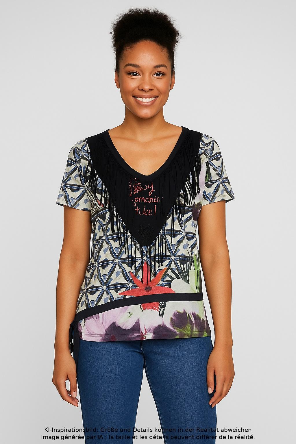

Desigual Damen T-Shirt, mehrfarbig, Gr. 44