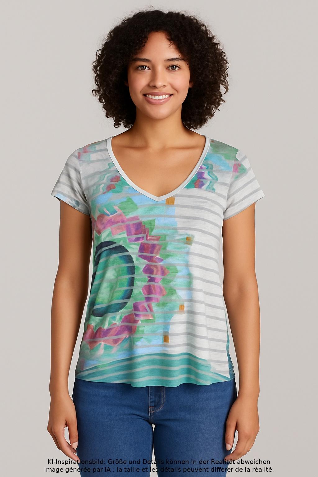 

Desigual Damen T-Shirt, mehrfarbig, Gr. 38