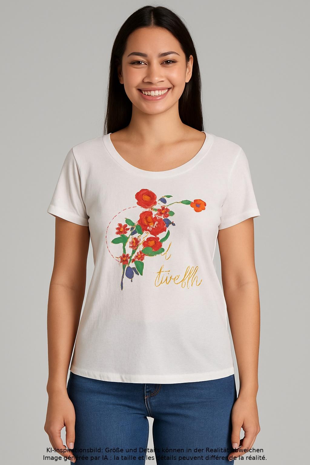 

Desigual Damen T-Shirt, cremeweiß, Gr. 34