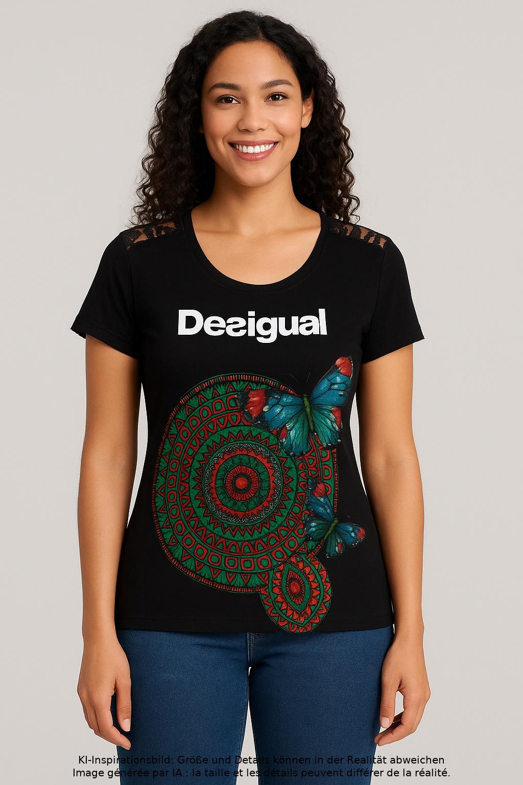 

Desigual Damen T-Shirt, schwarz, Gr. 38