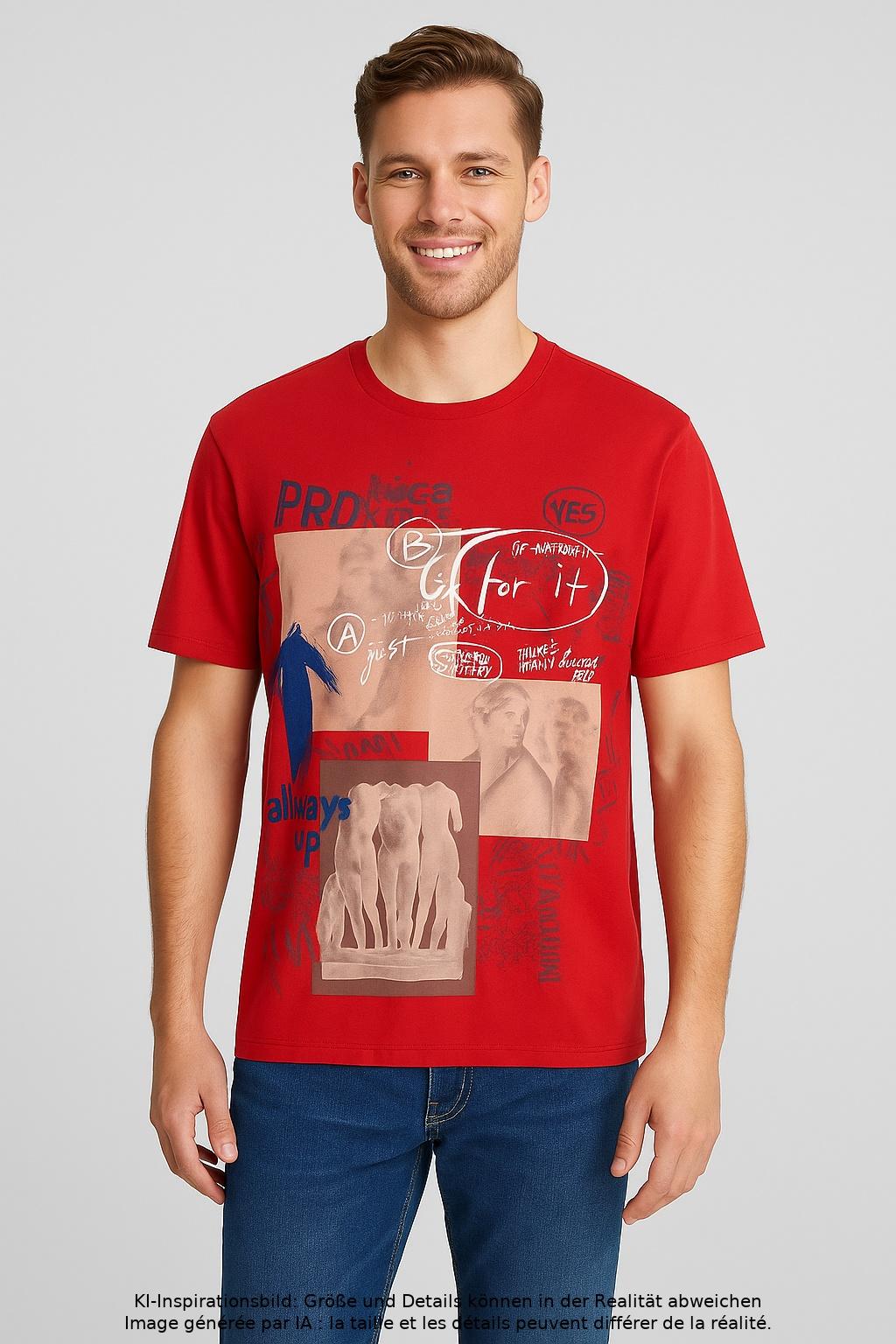 

Desigual Herren T-Shirt, rot, Gr. 56