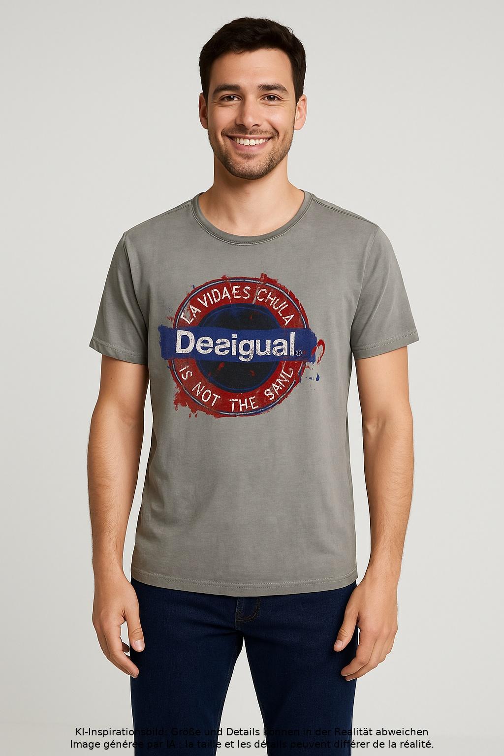 

Desigual Herren T-Shirt, grau, Gr. 48
