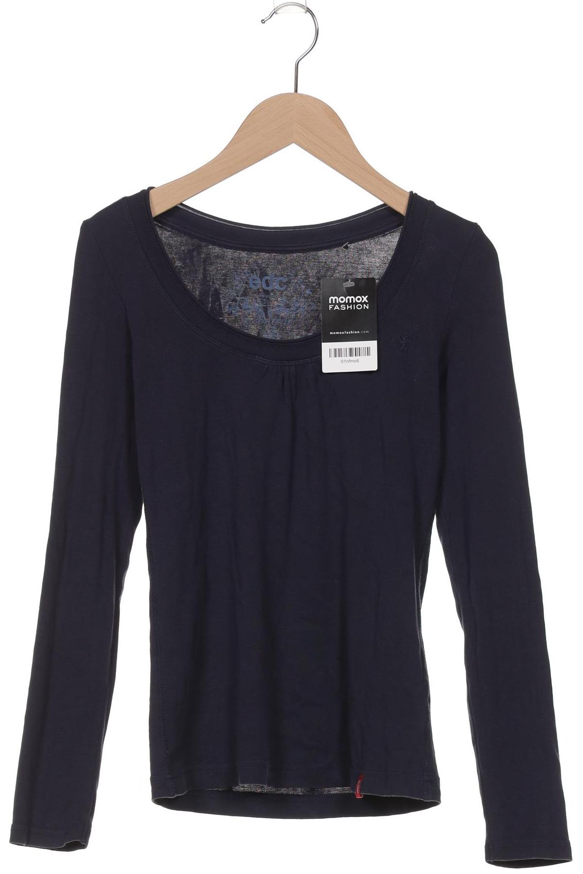 

edc by Esprit Damen Langarmshirt, marineblau, Gr. 34