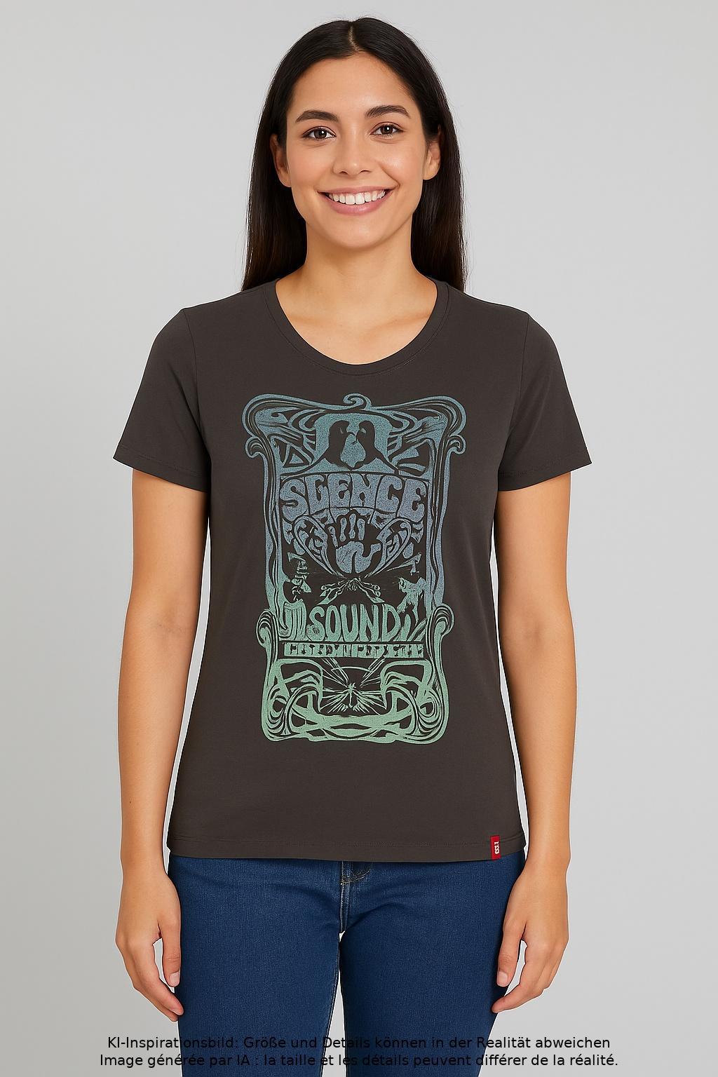 

edc by Esprit Damen T-Shirt, grau, Gr. 38