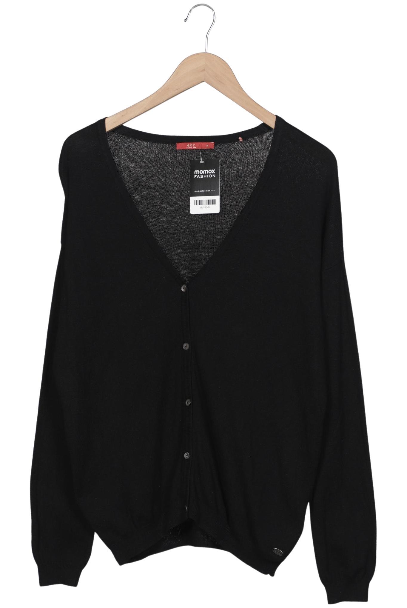 

edc by Esprit Damen Strickjacke, schwarz, Gr. 38