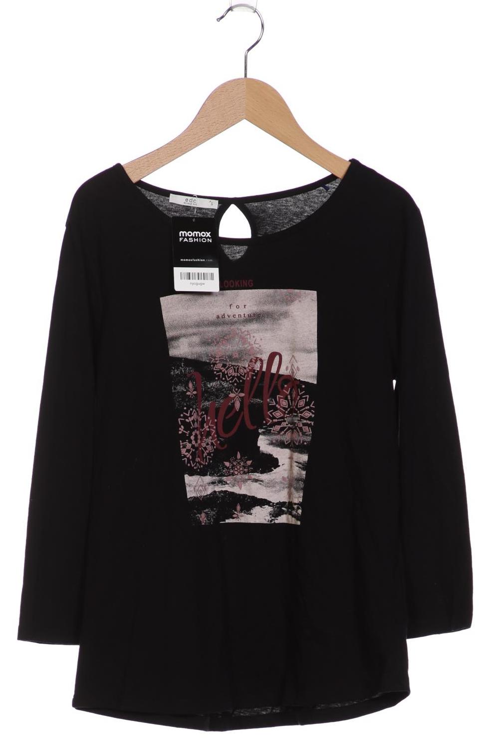 

edc by Esprit Damen Langarmshirt, schwarz, Gr. 36