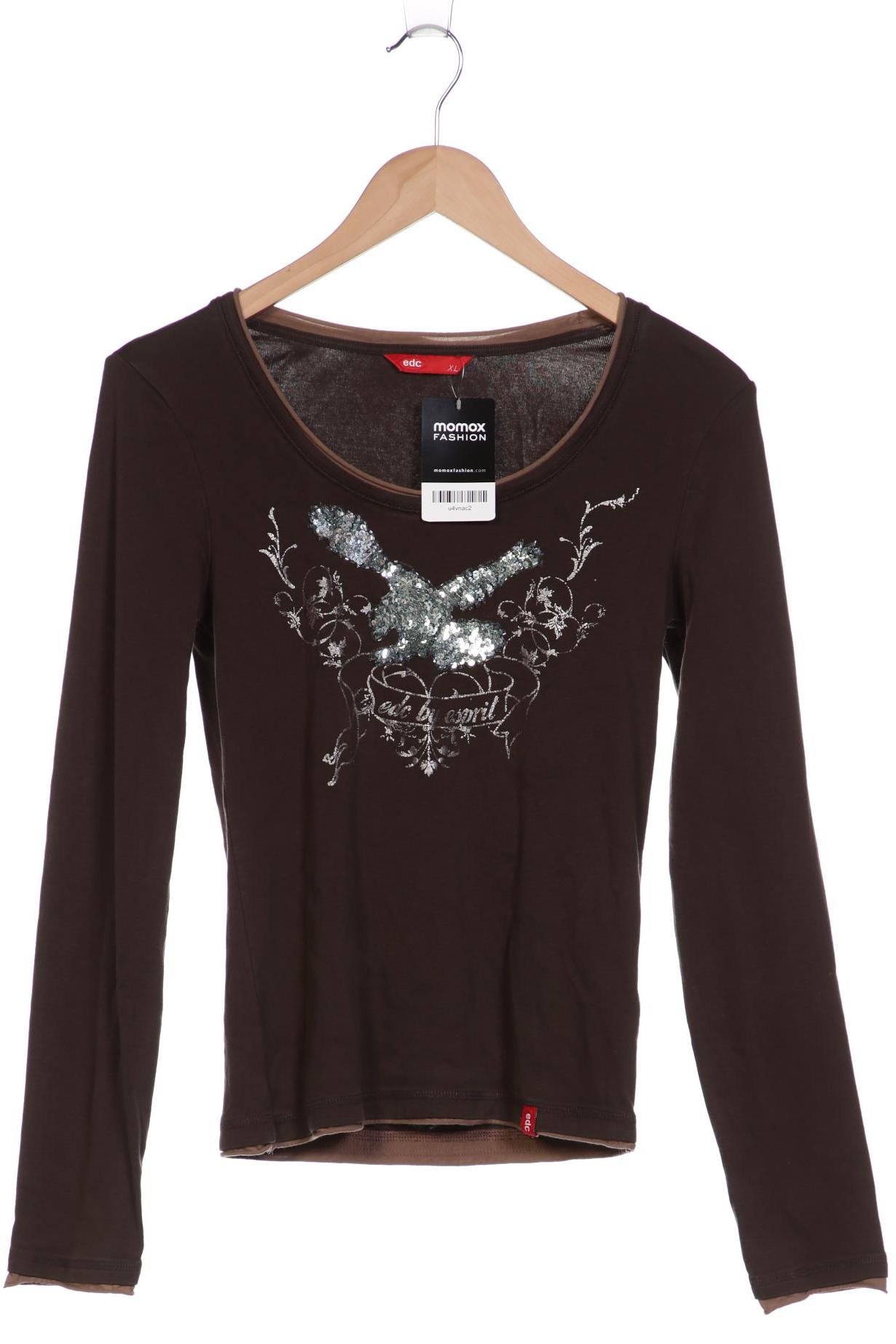 

edc by Esprit Damen Langarmshirt, grün, Gr. 44
