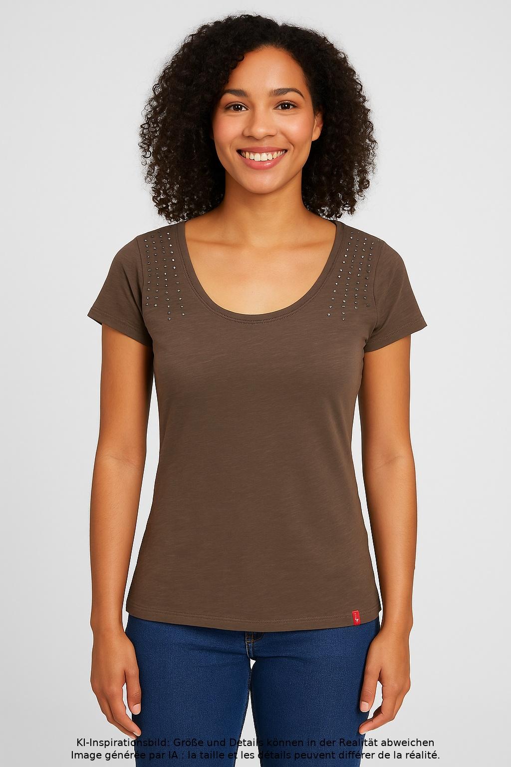 

edc by Esprit Damen T-Shirt, braun, Gr. 44