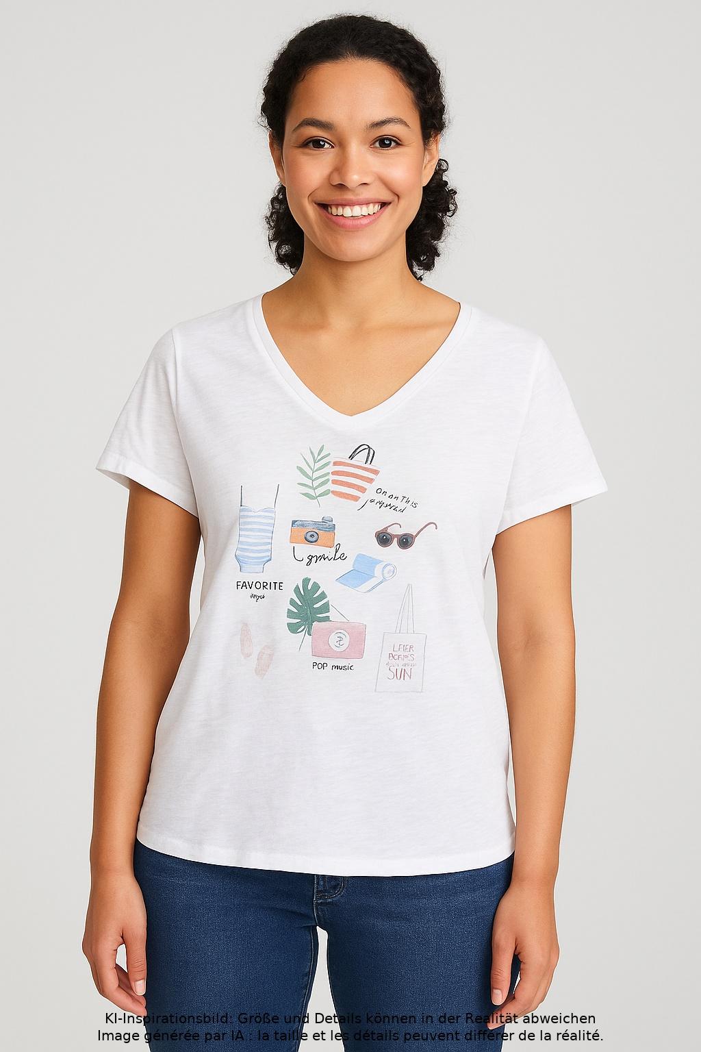 

edc by Esprit Damen T-Shirt, weiß, Gr. 42