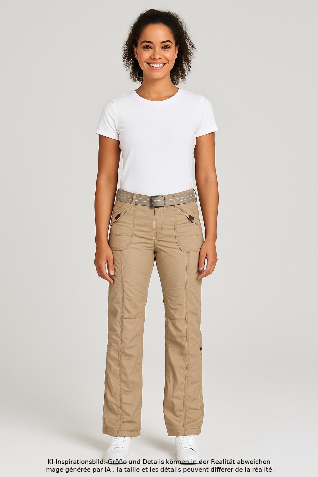 

edc by Esprit Damen Stoffhose, beige, Gr. 32