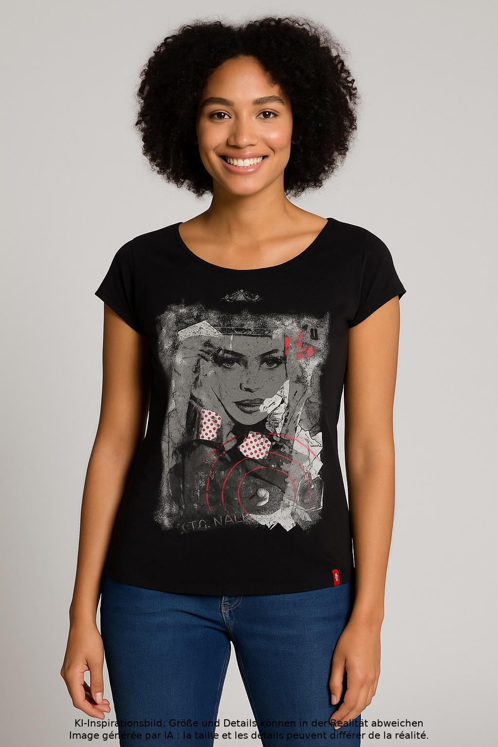 

edc by Esprit Damen T-Shirt, schwarz, Gr. 34