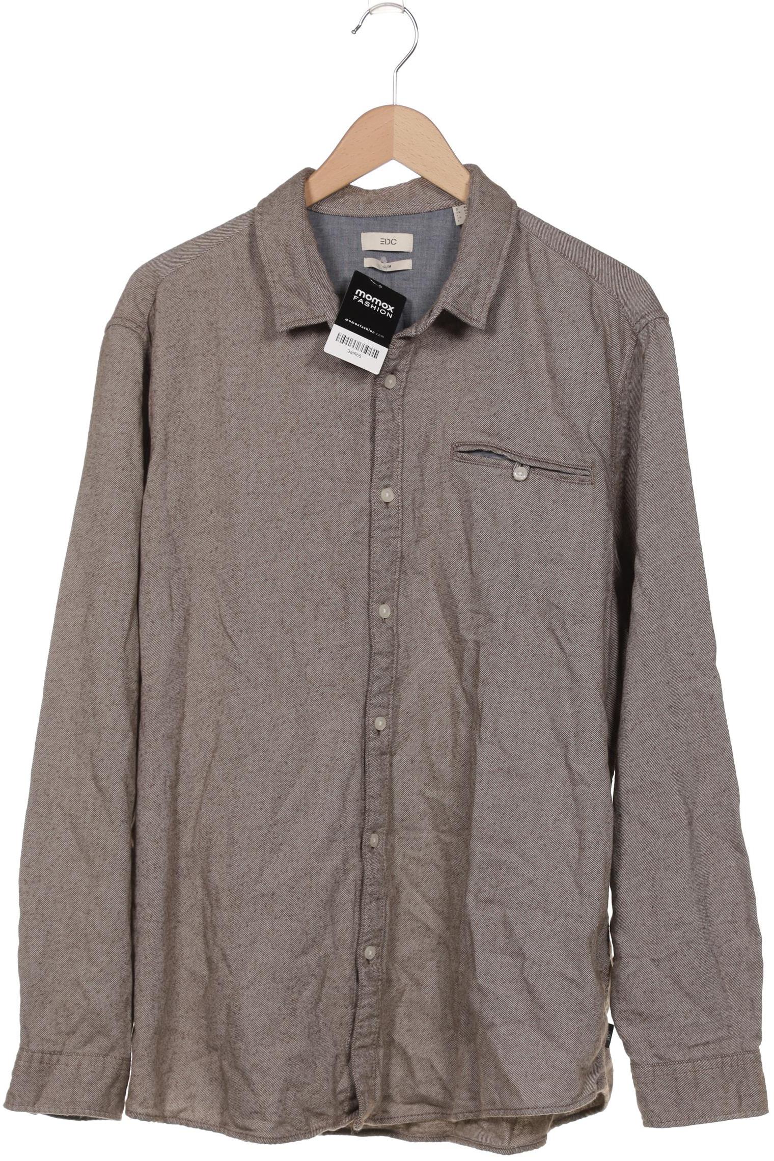 

edc by Esprit Herren Hemd, grau, Gr. 56