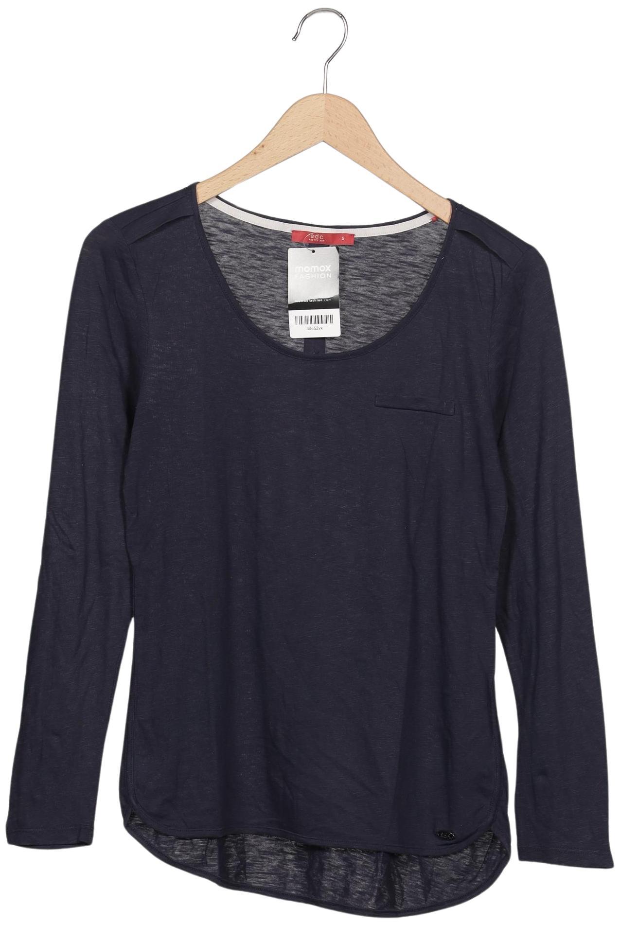 

edc by Esprit Damen Langarmshirt, marineblau, Gr. 36