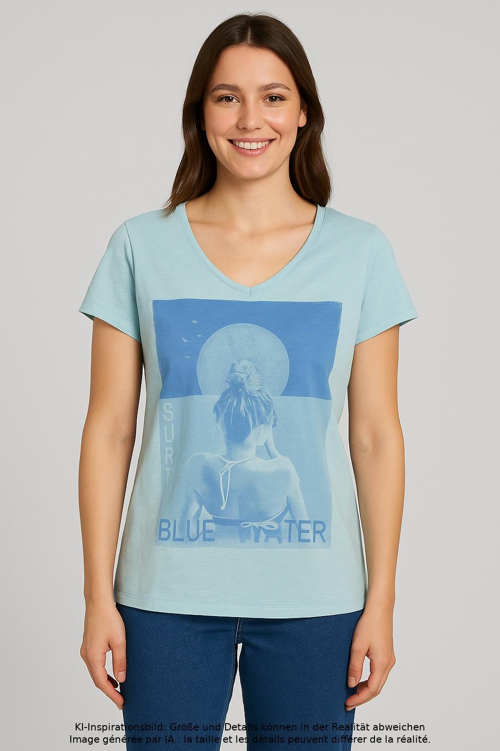 

edc by Esprit Damen T-Shirt, hellblau, Gr. 42