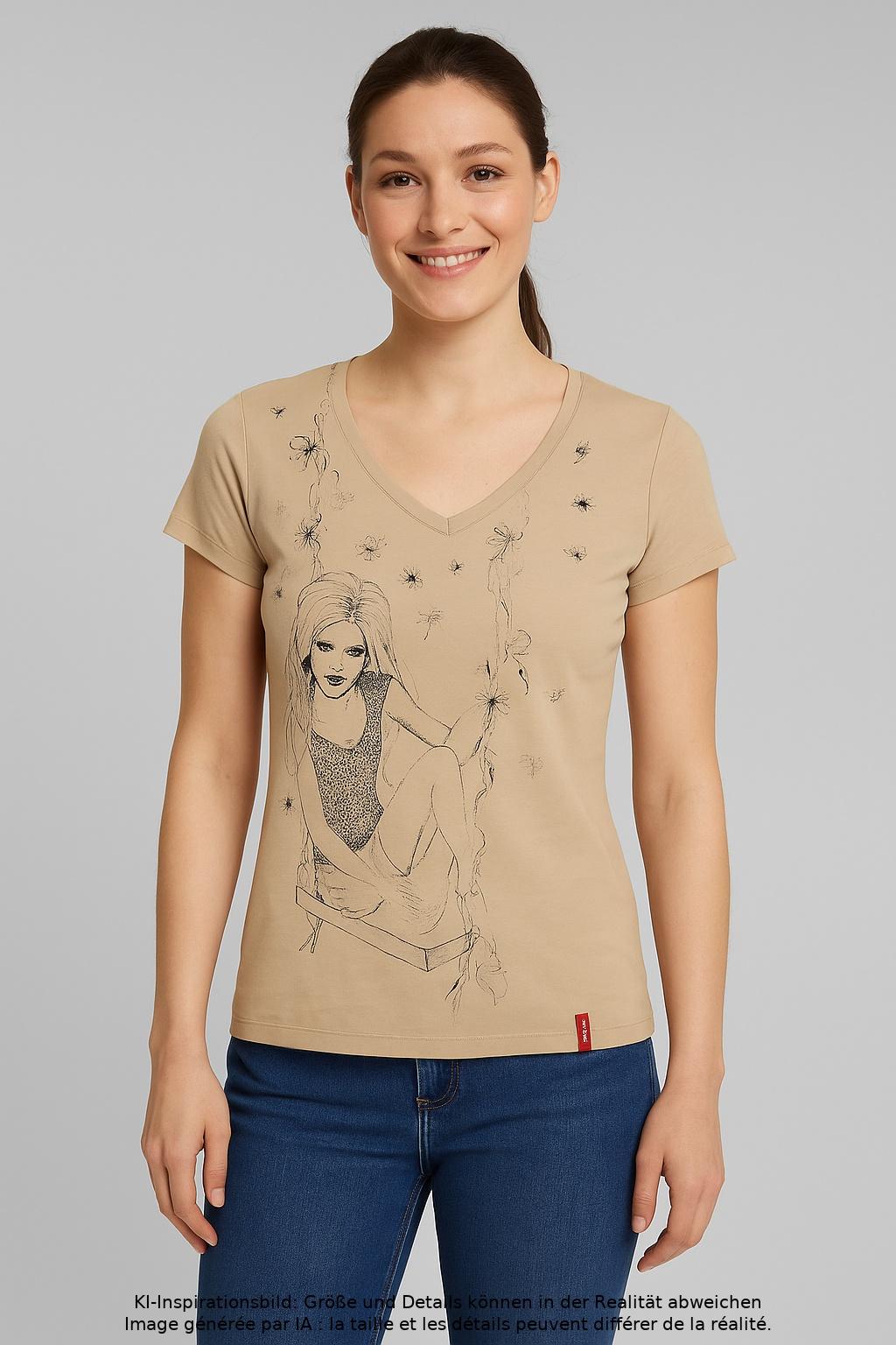 

edc by Esprit Damen T-Shirt, beige, Gr. 38