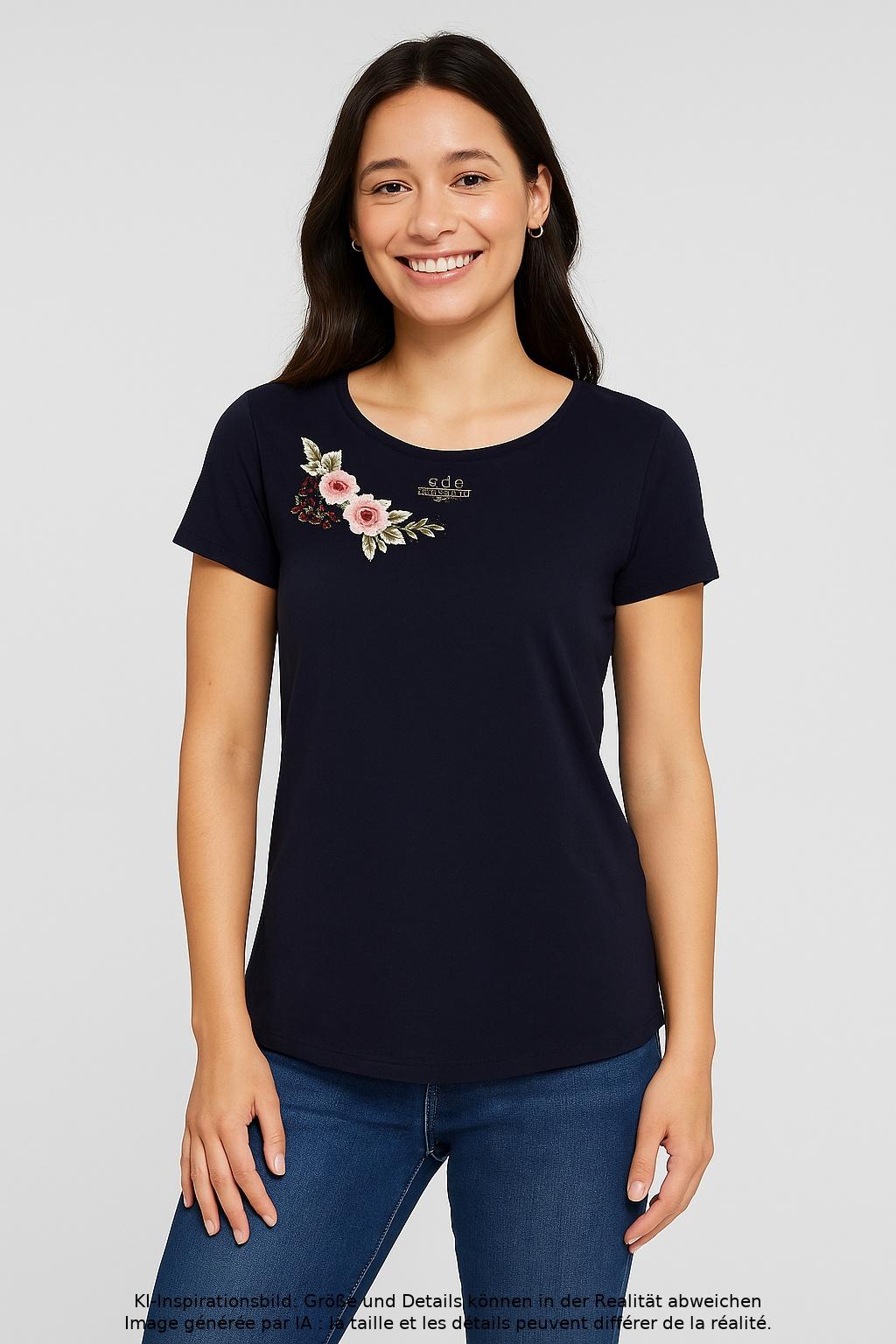 

edc by Esprit Damen T-Shirt, marineblau, Gr. 34