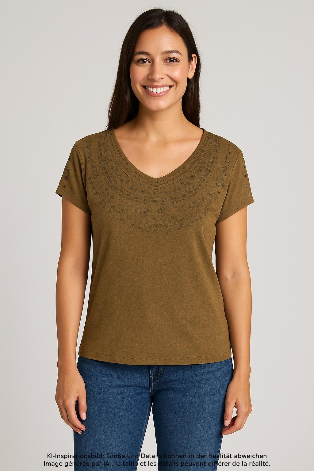 

edc by Esprit Damen T-Shirt, braun, Gr. 38