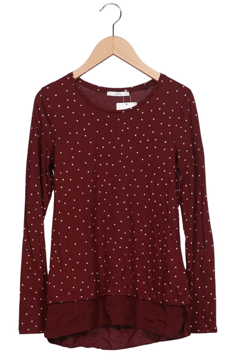 

edc by Esprit Damen Langarmshirt, bordeaux, Gr. 34