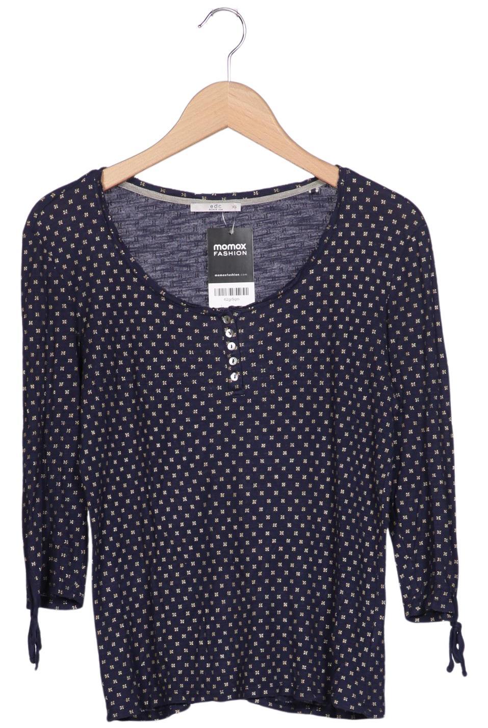 

edc by Esprit Damen Langarmshirt, marineblau, Gr. 34