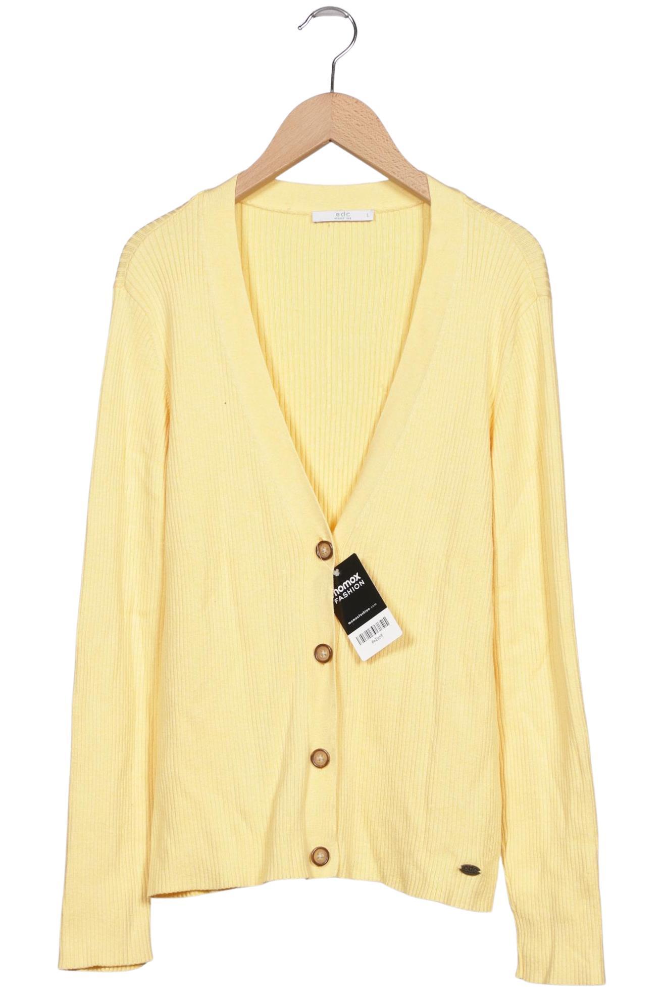 

edc by Esprit Damen Strickjacke, gelb, Gr. 42