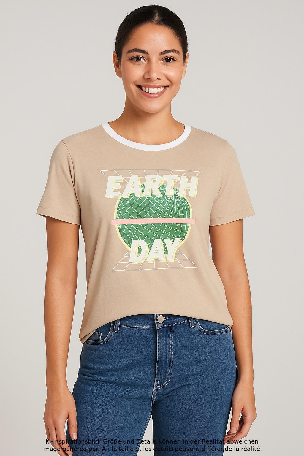 

edc by Esprit Damen T-Shirt, beige, Gr. 42