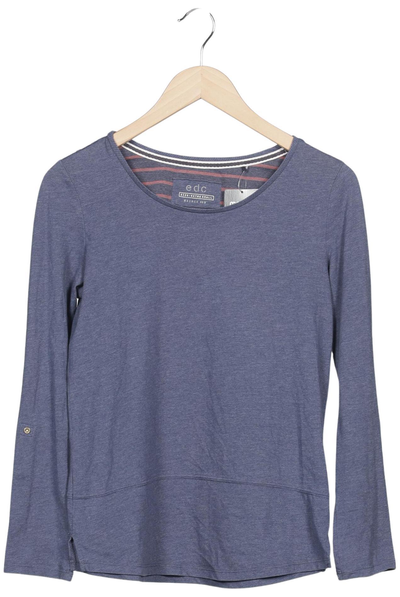 

edc by Esprit Damen Langarmshirt, blau, Gr. 34