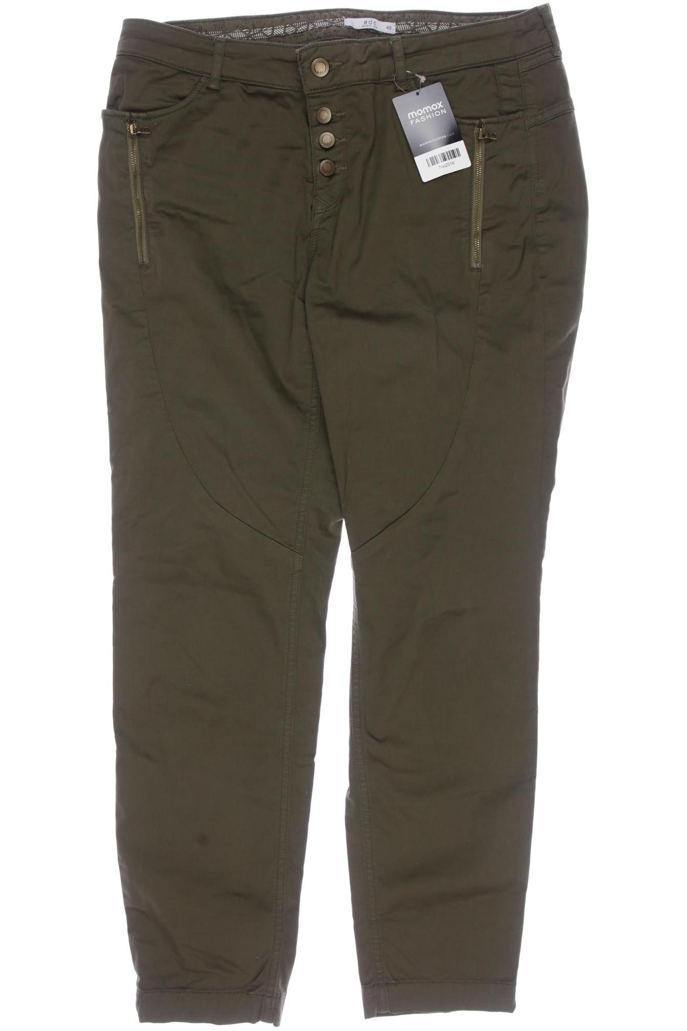 

edc by Esprit Damen Stoffhose, grün, Gr. 28