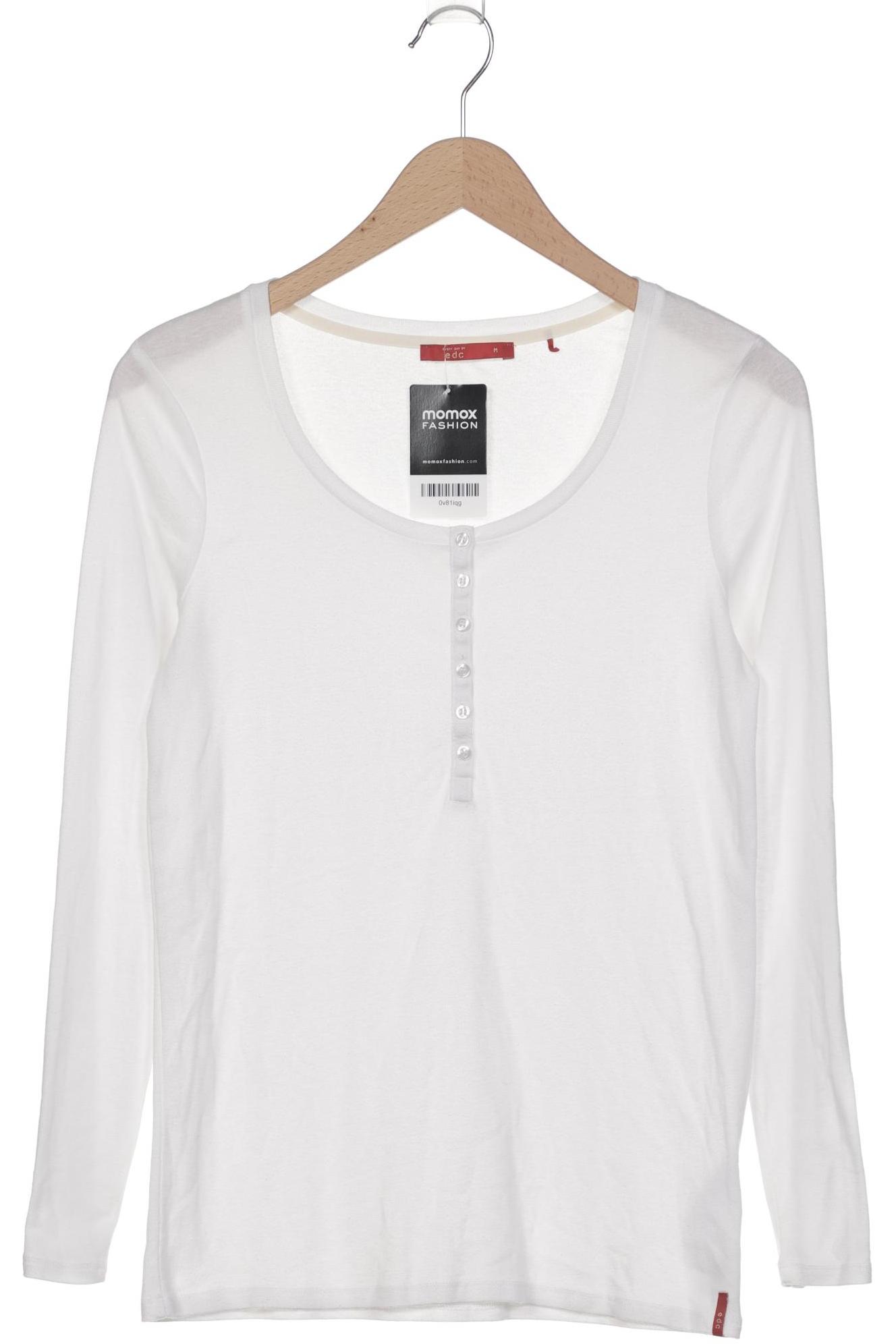 

edc by Esprit Damen Langarmshirt, weiß, Gr. 38