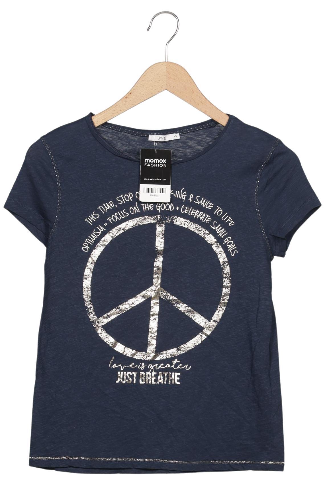 

edc by Esprit Damen T-Shirt, marineblau, Gr. 34