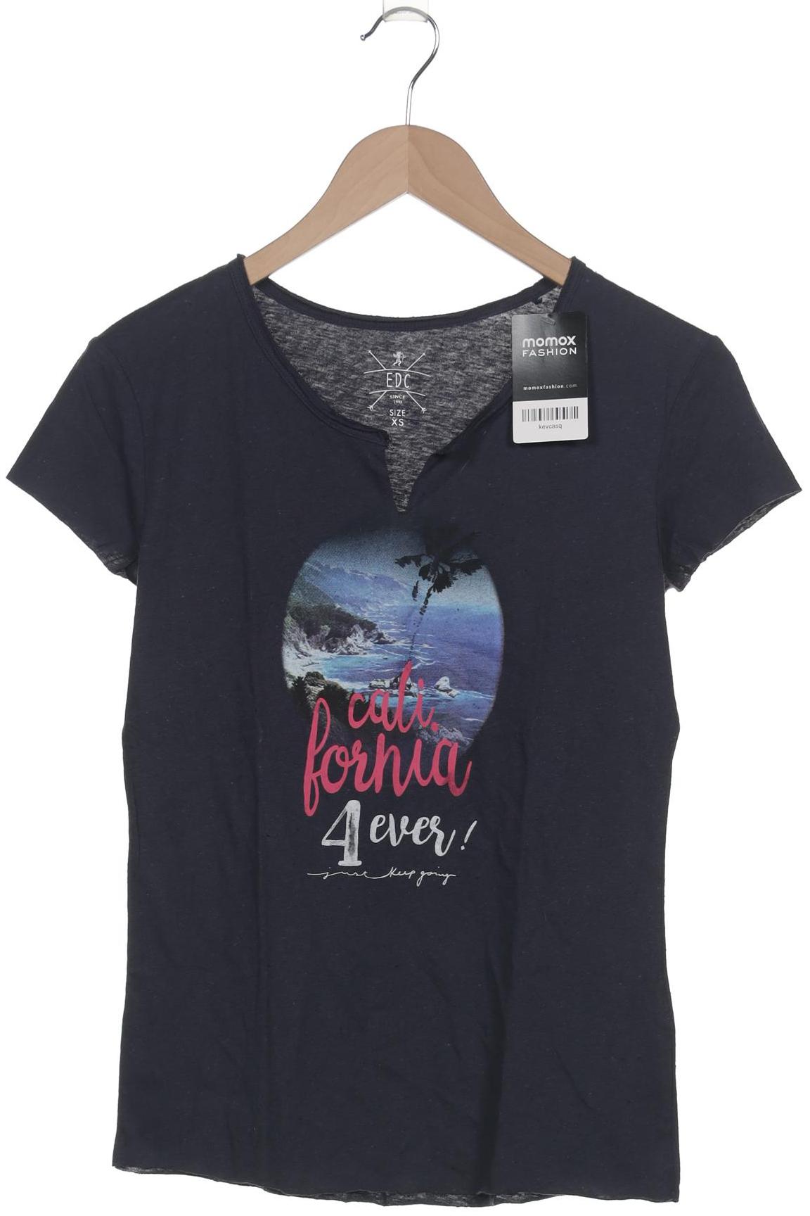 

edc by Esprit Damen T-Shirt, marineblau, Gr. 34