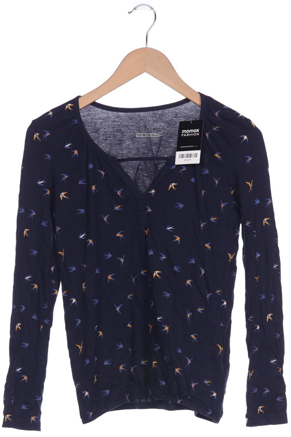 

edc by Esprit Damen Langarmshirt, marineblau, Gr. 34