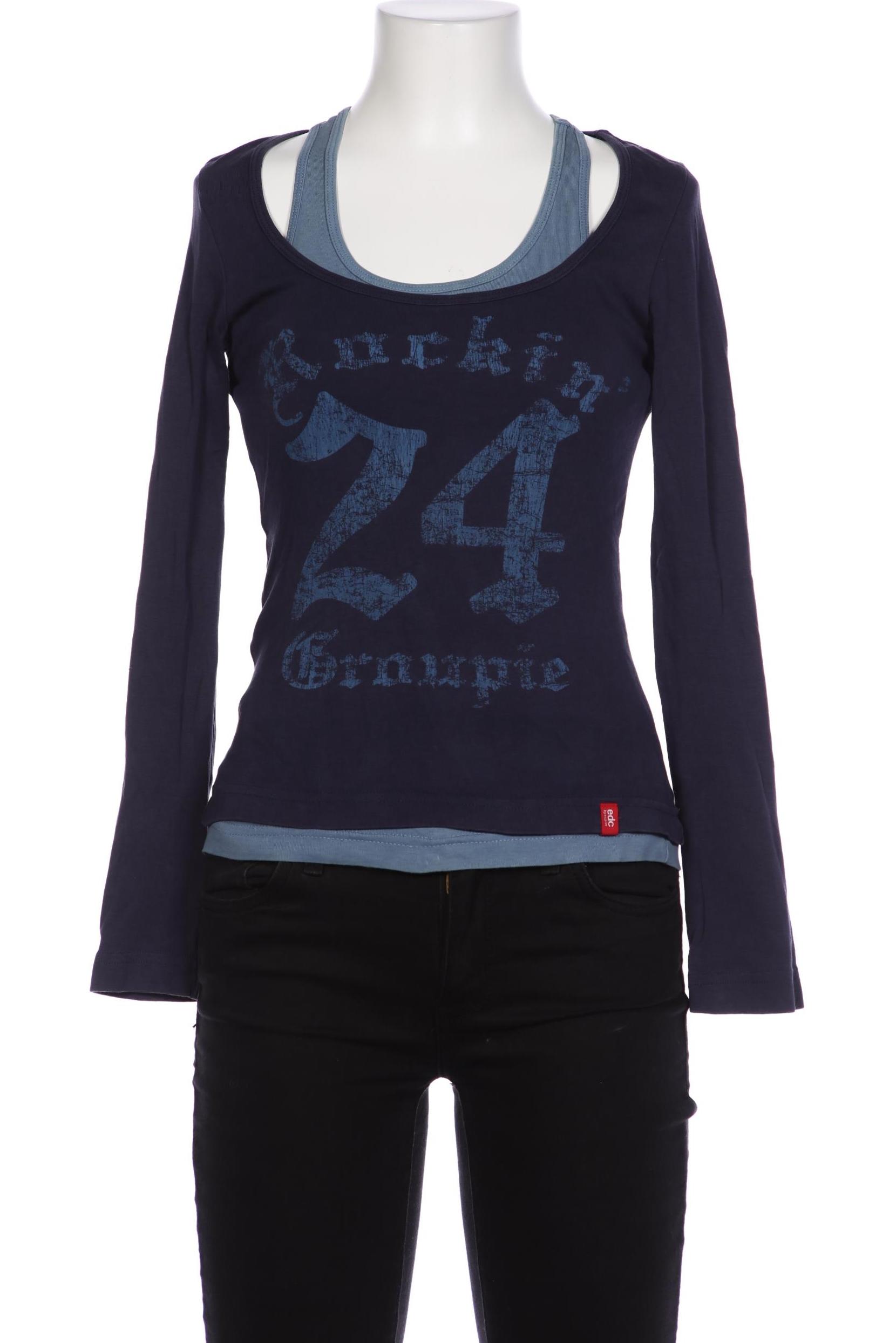 

edc by Esprit Damen Langarmshirt, marineblau, Gr. 36