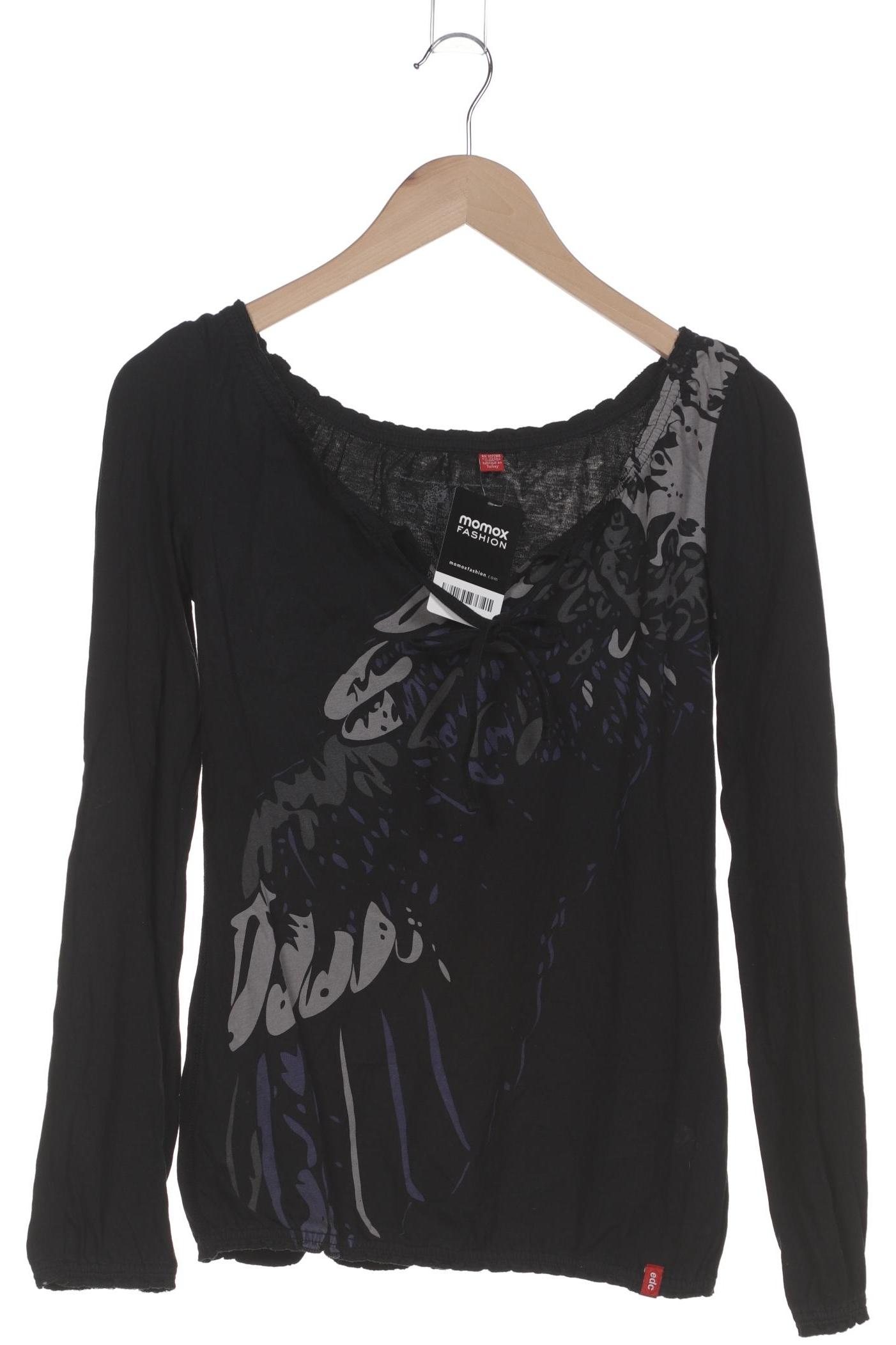 

edc by Esprit Damen Langarmshirt, schwarz, Gr. 34