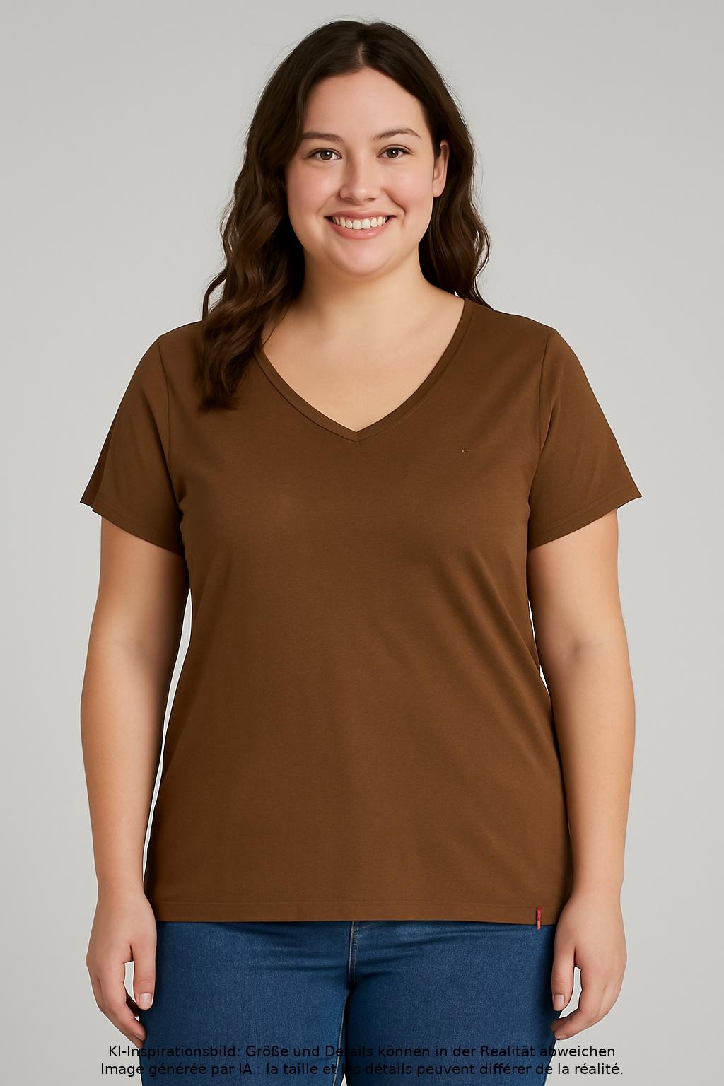 

edc by Esprit Damen T-Shirt, braun, Gr. 44