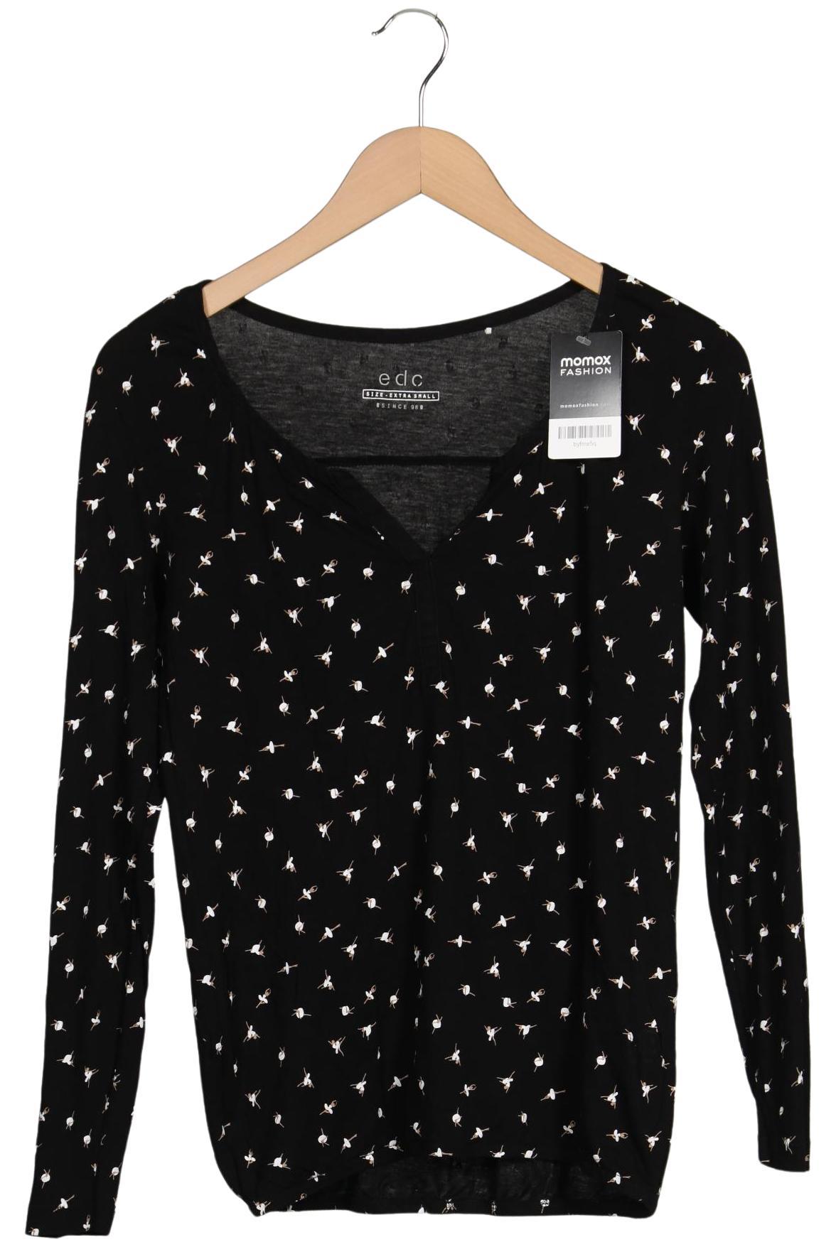 

edc by Esprit Damen Langarmshirt, schwarz, Gr. 34