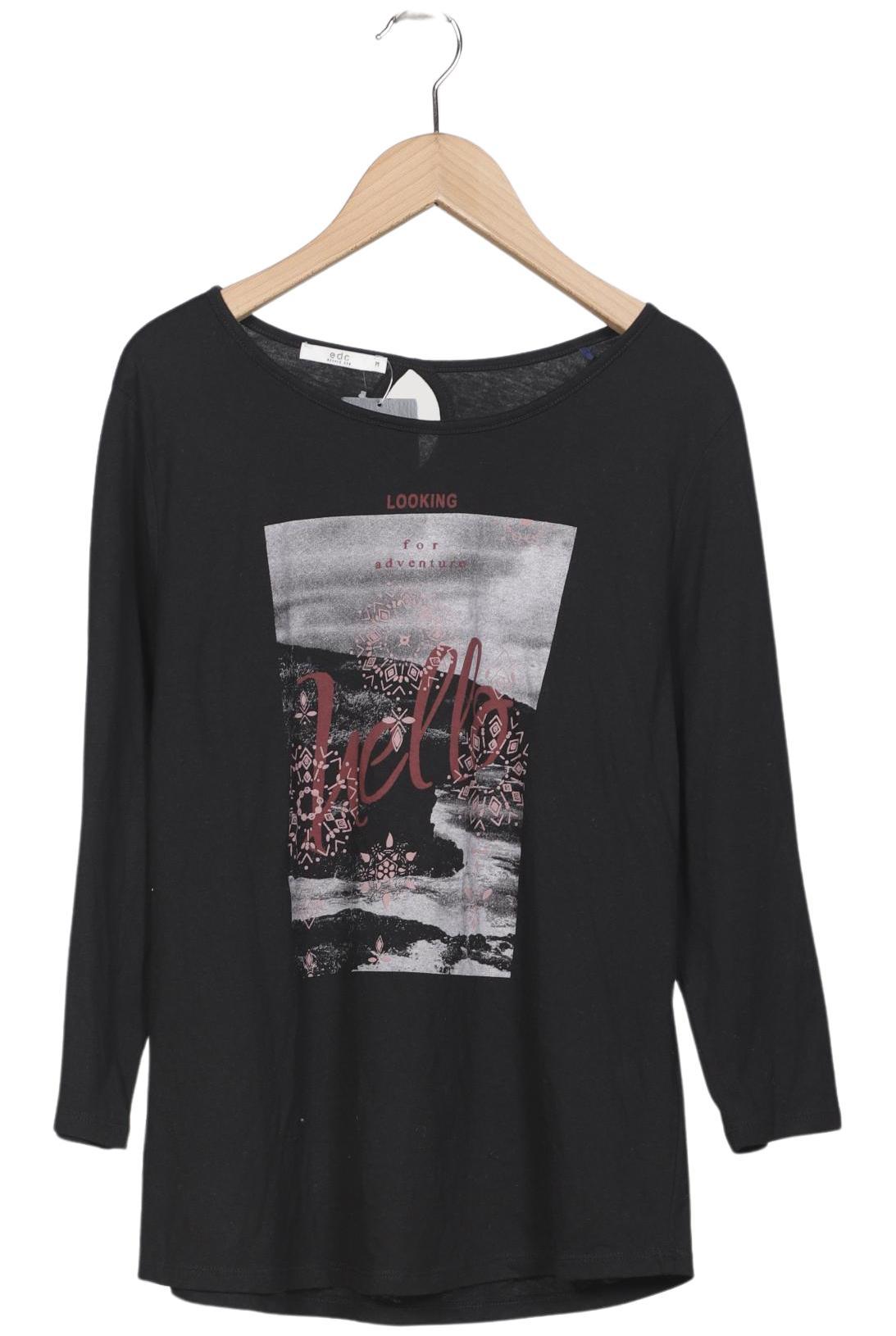 

edc by Esprit Damen Langarmshirt, schwarz, Gr. 38