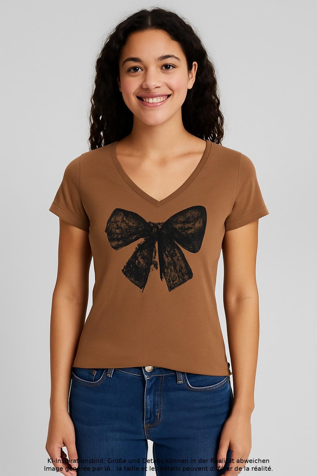 

edc by Esprit Damen T-Shirt, braun, Gr. 36