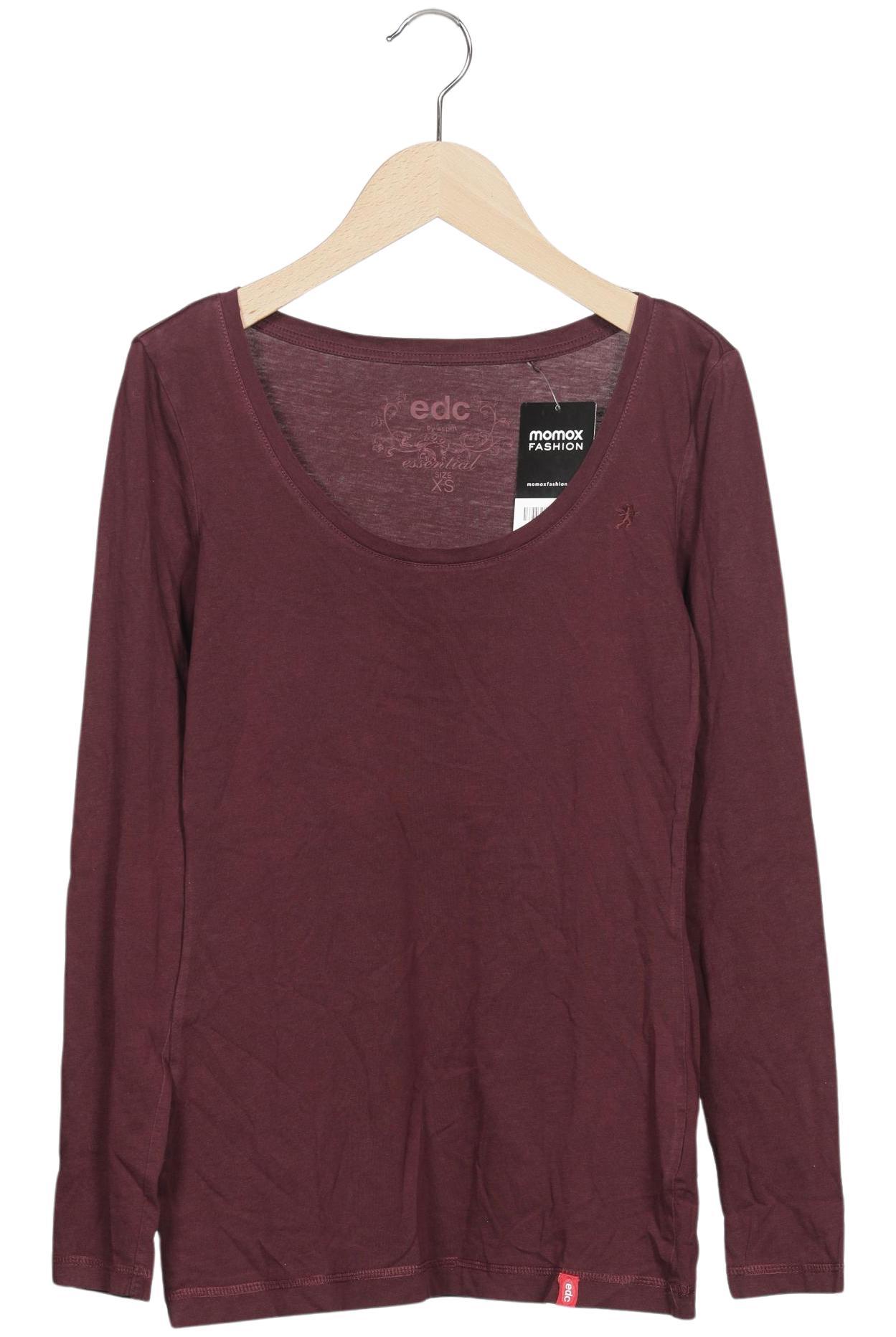 

edc by Esprit Damen Langarmshirt, bordeaux, Gr. 34