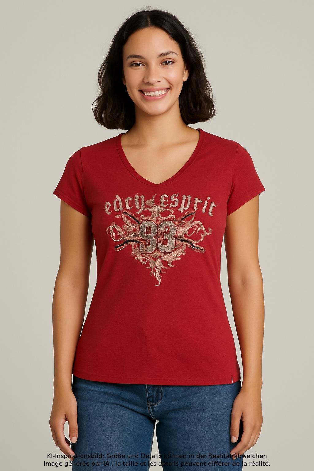 

edc by Esprit Damen T-Shirt, rot, Gr. 38