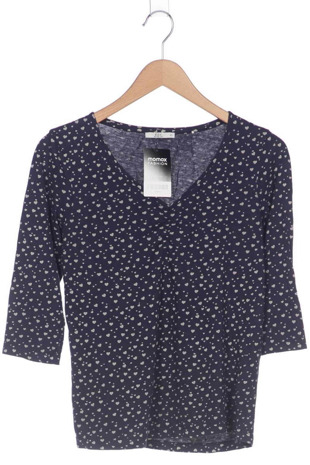 

edc by Esprit Damen Langarmshirt, marineblau, Gr. 34