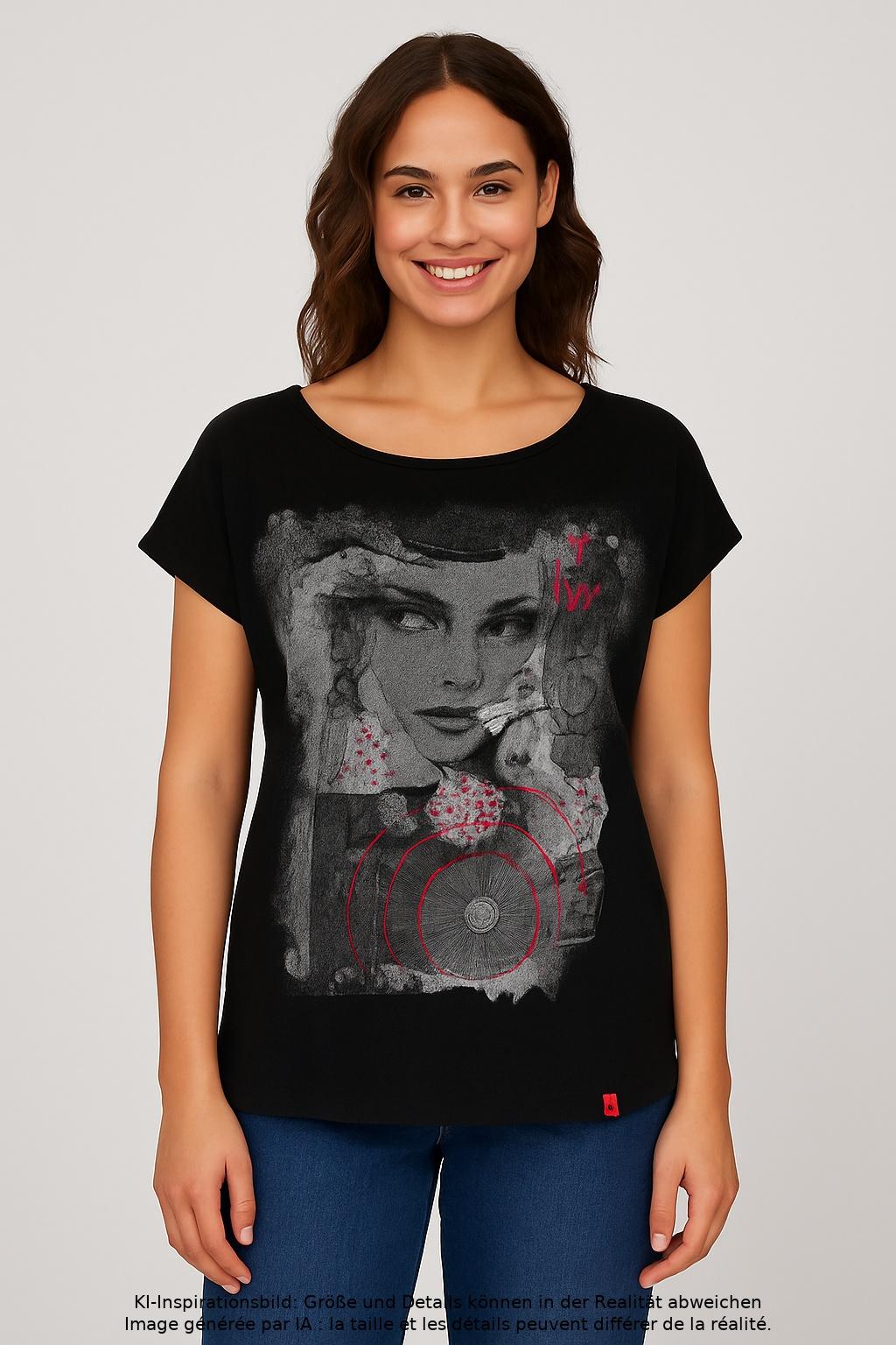 

edc by Esprit Damen T-Shirt, schwarz, Gr. 42