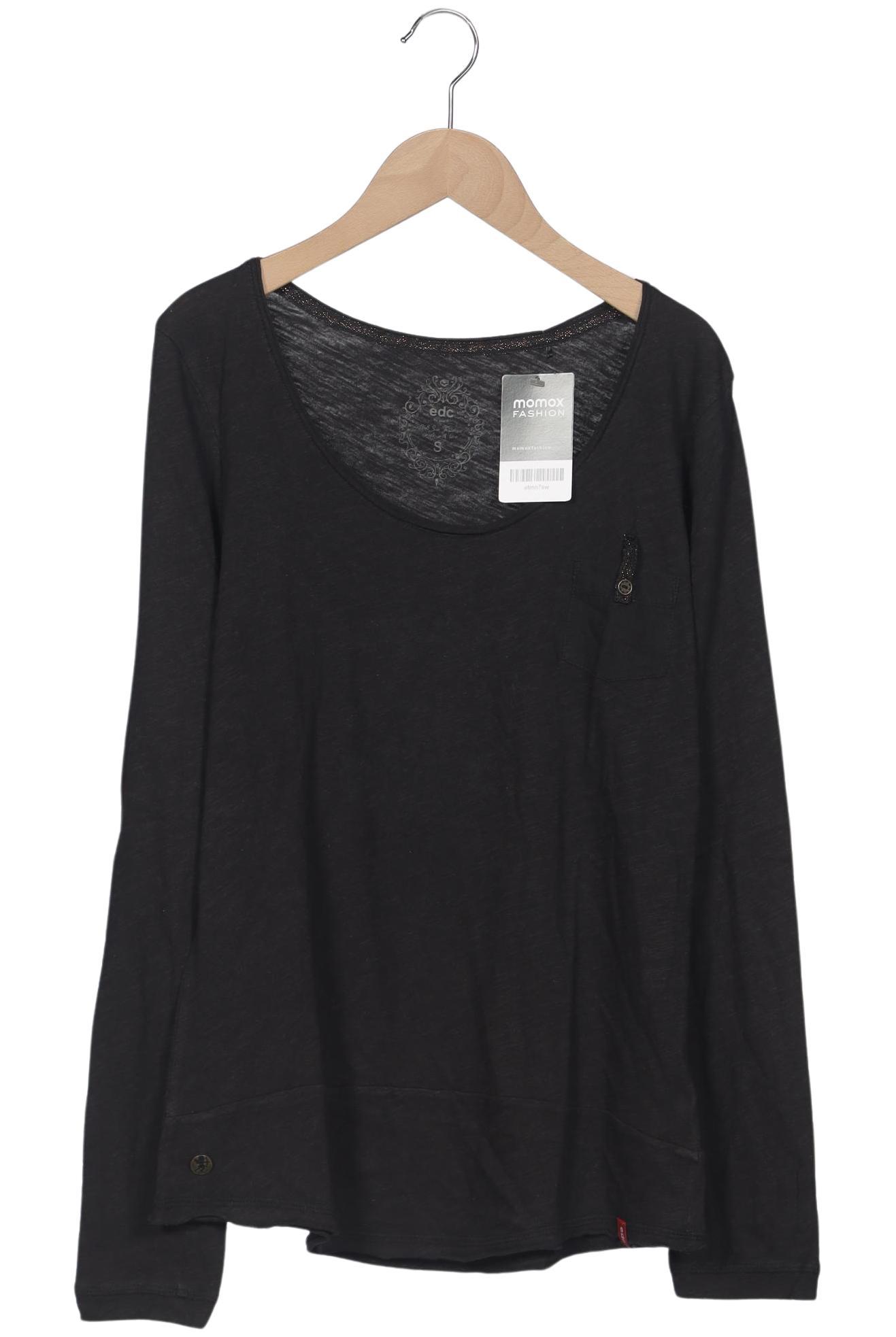 

edc by Esprit Damen Langarmshirt, schwarz, Gr. 36